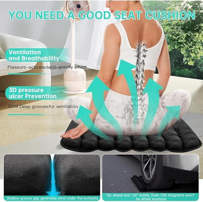 Travel Cushion Airplane Seat-Ergonomic Comfort Support,Air Inflatable Pressure Relief Seat Cushion Optimal Support for Long Sitting