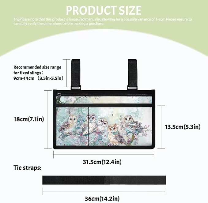 ZOUTAIRONG Cute Owl Wheelchair Side Bag Walker Accessories Bag with Cup Holder Walker Carrier Bag Case for Folding Walker Wheelchair Bags to Hang on Side Wheelchair Accessories Pouch for Walkers