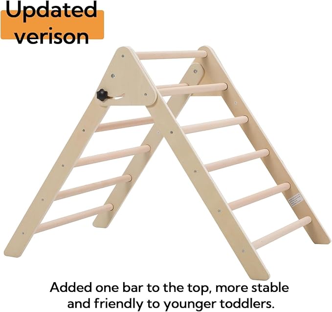 Giant bean Foldable Wooden Climbing Triangle with Sliding Ramp, 3 in 1 Pikler Triangle Climbing Toys for Toddlers, Kids Indoor Climbers & Gym Play Structures for Boys Girls