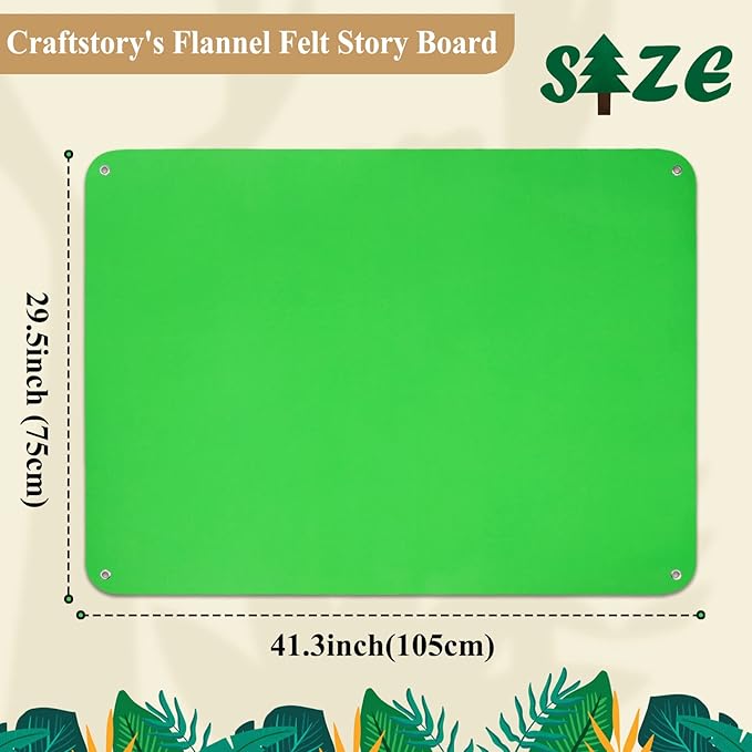 Craftstory 3.5 Feet Flannel-Board for Toddlers Preschool as Kids Felt Stories Activities Play Kits Wall-Hanging Birthday Gifts (Green)