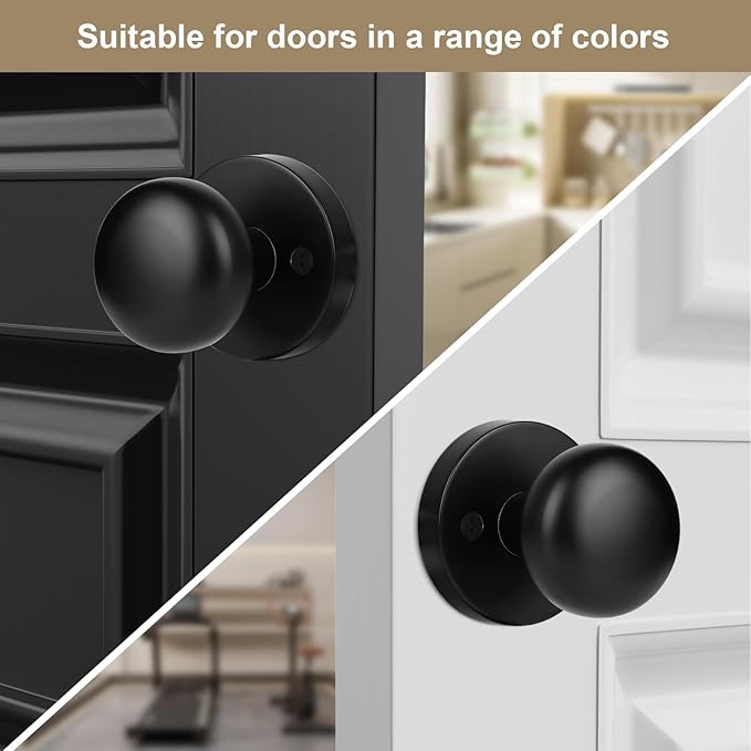 Dummy Door Knobs Interior, Matte Black Door Knobs, Vintage Non-Locking Inactive Door Handle for Closet and Bifold, 2 Pack