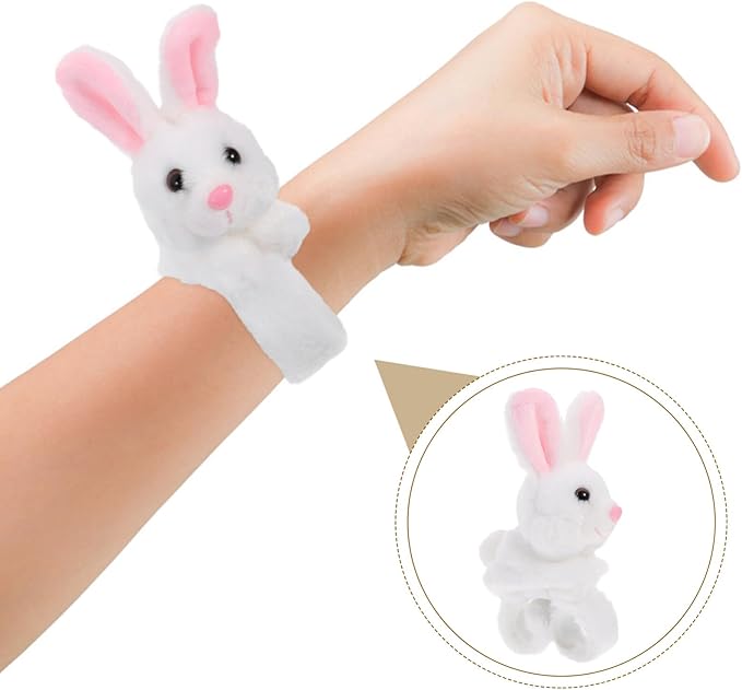 Animals Slap Bracelet Rabbit Slap Bracelet Plush Stuffed Animal Hugger Snap Wristband Plush Rabbit Toy for Kids Party Favors