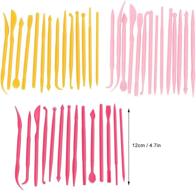 14Pcs Plastic Clay Tools Ceramic Pottery Tool Kit for Shaping and Sculpting Carving Polymer Cake Modeling Tools (Yellow) Pottery Tools