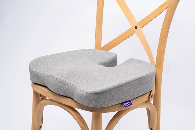 Gel Infused High Dense Memory Foam Seat Cushions for Office Chair, Car, Wheelchair-Coccyx Seat Cushion for Tailbone Pain Pressure Relief (Light Grey)