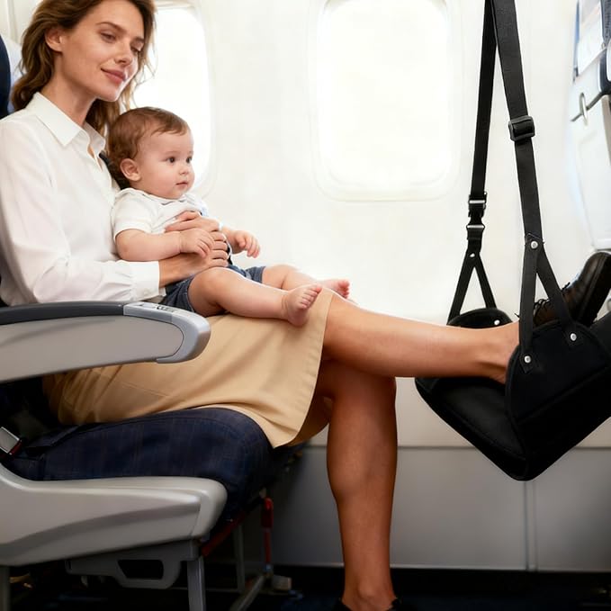 Foot Hammock Portable Comfort – Rest Sling Extended Adjustable, Strap Airplane Footrest, Relax Feet Car Office International | Relax Your Feet, Car, Office, International Flying, Road Trip, Work, Sl