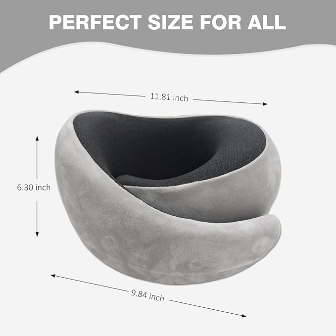 VITANECKART Snail Flexible Neck Pillow, Premium Memory Foam Travel Pillow, 360°Ergonomic Design, Asymmetrical Sides, Suitable for Flight, Car, Office, Washable Pillowcase (Grey)