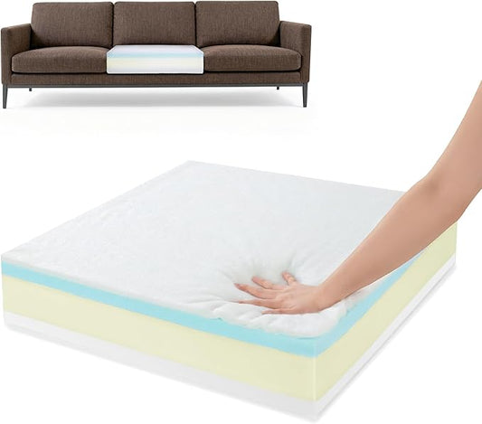 BALAPET Couch Cushion Replacement Memory Foam Upholstery Square Cushion, Sofa Cushions Inserts with Dacron Fiber Layer, High Density Foam Wrapped with Memory Foam & Polyester Batting(24 * 24 * 6in)