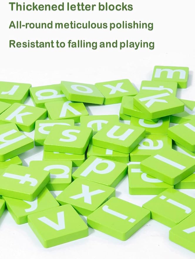 Wooden CVC Word Spelling Games for Kids Ages 3-6, Montessori Educational Toys, Preschool Kindergarten Learning Activities for Toddlers 3 4 5 6 Years Old, Wooden Spelling Blocks