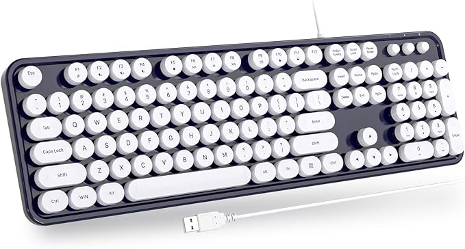 Computer Keyboards Wired, Full Size 104 Keys Typewriter Keyboard with Number Pad, Plug Play USB Keyboard for PC Laptop Desktop Windows (Dark Blue)