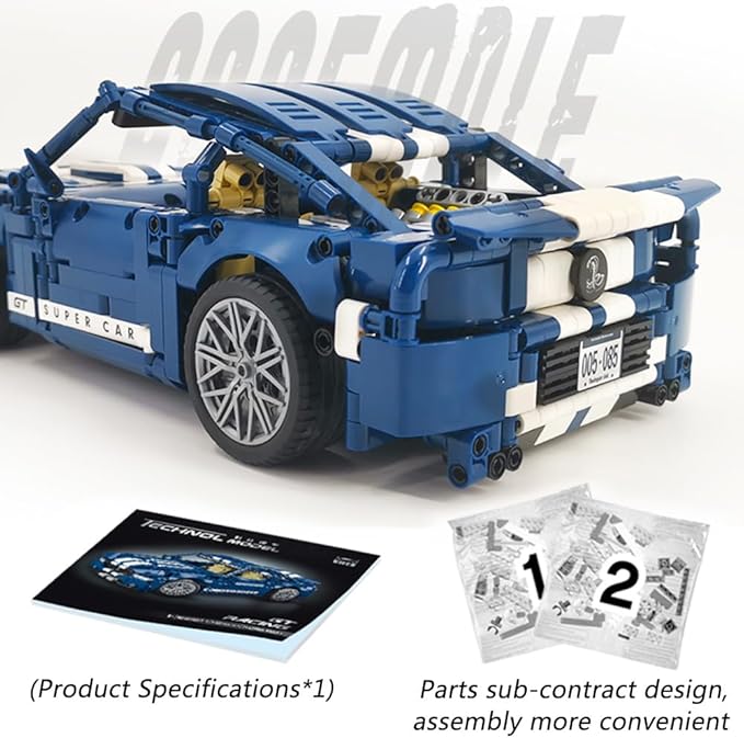 Building Blocks Racing Car Tech Sports Car 1: 14 Supercar Building Brick Racing Car Building Kit Adult Collectible Race Cars Model Great Gift for Boys, Girls, and Teens Ages 6+,1258PCS