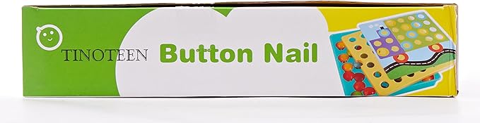 TINOTEEN Button Art Toy for Toddlers,Toddler Activities Crafts Color Matching Early Learning Educational Mosaic Pegboard 50 Buttons and 18 Pictures