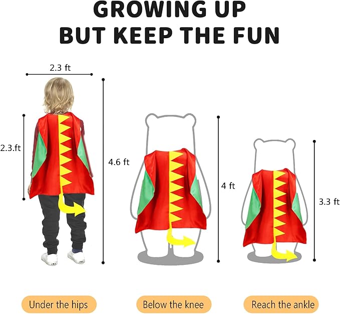 iROLEWIN Dinosaur-Costume for Kids Dragon Cape Mask as Boys Girls Dino Dress-Up Clothes for Play Toys Birthday Party Gifts