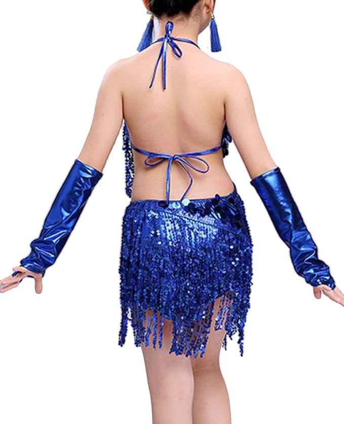 1920's Sequins Flapper Dress Children's Day Gift Party Halloween Costumes for Girls Accessories Set