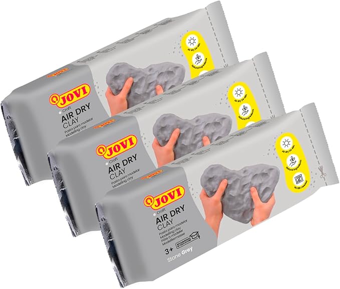 Jovi - Air Dry Modeling Clay, Set of 3 Units, 1.1lb Each, Total of 3.3lb, No Oven Needed, Gray Color, Pottery Clay Perfect for Arts and Crafts Projects (P85G/3)