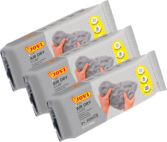 Jovi - Air Dry Modeling Clay, Set of 3 Units, 1.1lb Each, Total of 3.3lb, No Oven Needed, Gray Color, Pottery Clay Perfect for Arts and Crafts Projects (P85G/3)