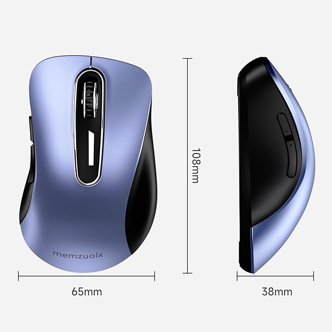 memzuoix 2.4G Wireless Mouse, 1400 DPI Mobile Optical Cordless Mouse with USB Receiver, Portable Computer Mice Wireless Mice for Laptop, PC, Desktop, MacBook, 5 Buttons (Navy Blue)