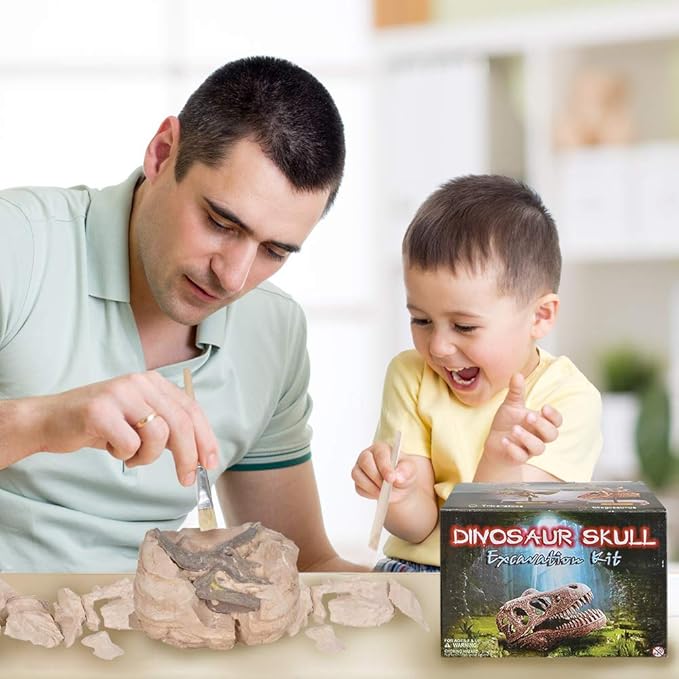 ArtCreativity Dinosaur Excavation Kit for Kids, 5.5” Triceratops Skull Excavating Set with Fossil Digging Tools and Stand, Fun Science Activity Toy, Educational Dinosaur Gift for Boys and Girls