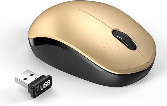 seenda Wireless Mouse with Nano USB Receiver - Noiseless 2.4G Wireless Mouse Portable Optical Mice Compatible for MacBook, Notebook, PC, Laptop, Computer - Black & Gold