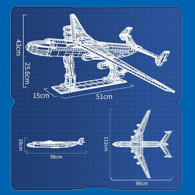 MISINI 57014 An-225 Large Transport Aircraft Building Blocks Set, 5350 PCS MOC Airplane Model Building Kits, Military Fan Model Collection Educational Toys Gifts for Kid and Adult