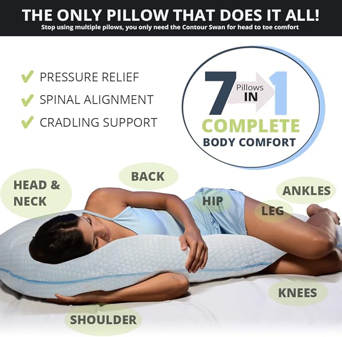 Contour Swan Body Pillow w/Pillowcase Cool XL - As Seen on TV