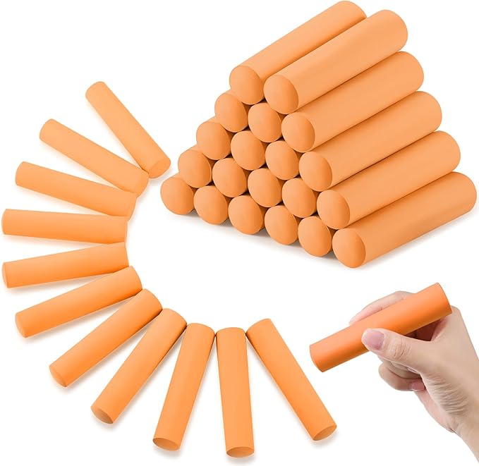 Fulmoon 40 Pcs Jumbo Sidewalk Chalk for Kids Outdoor Art Non Toxic Large Washable Street Chalk for Adults Drawing Painting Graffiti Classroom(Orange,Round Style)