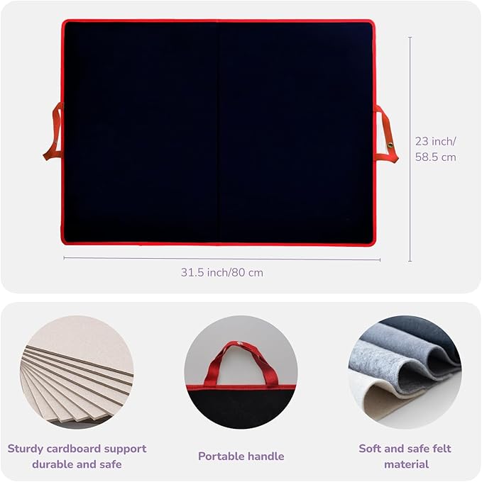 CHEFAN Large Felt Flannel Board 31.5 * 23 in, Foldable Freestanding Felt Story Learning Board for Toddlers, Double-Sided Use for Preschool Classroom, Multi Felt Pieces Can Be Used, Gifts for Kids