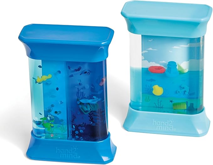 hand2mind Exploring Ocean Forces Sensory Bottles, Quiet Fidget Toys for Kids 3-5, Toddler Learning Toys, Calming Corner Classroom, Calm Down Corner Supplies, Preschool Science Center Materials