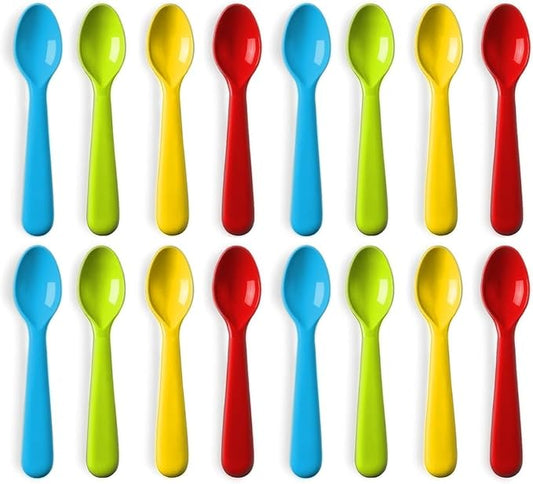 Plastic Toddler Spoons - Set of 16 Kids Spoons BPA Free/Dishwasher Safe Toddler Utensils Set Brightly Colored Kid Spoons Flatware Set Great for Kids and Toddlers Spoon