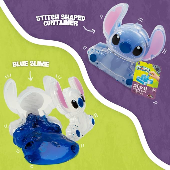 CRA-Z-Slimy Stitch Slime Toy- Glossy, Stretchy, Super Soft, Smooth Blue Stitch Slime with Stitch Shaped Confetti Mix-Ins for Boys and Girls, Lilo and Stitch Kids Toy Gift