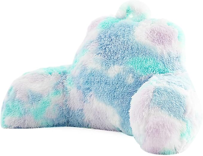Cozy Fur Backrest Pillow with Arms, 30x17x17 Inch, Premium Filling, Great Back Support Reading Pillow for Kids, Teens & Students, Well Made Bed Pillows for Sitting Up in Bed, Nice Gift