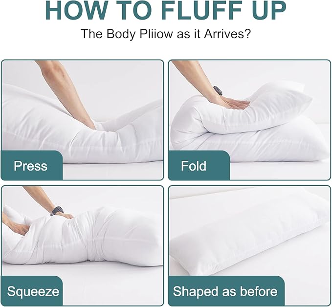 DOWNCOOL Large Body Pillow Insert- Breathable Full Body Pillow for Side Sleeper - Soft Long Bed Pillow for Adults - 20 x 54 inch