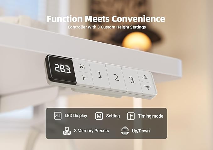 YDN Electric Standing Desk Adjustable Height, Stand up Desk with Cable Management, Home Office Desks with Splice Board & Frame, 40 x 24 Inches, Warm White