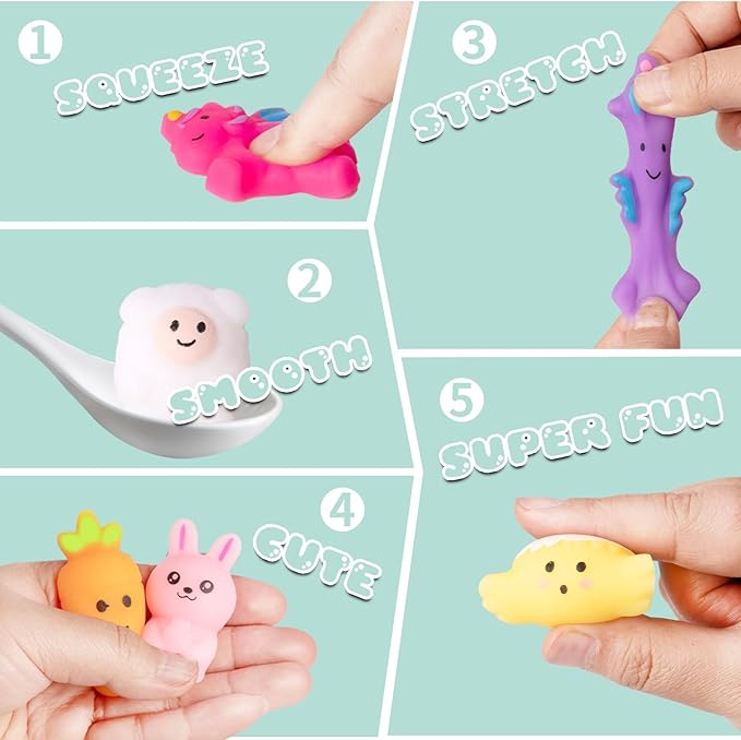30 Pack Easter Eggs Colorful Animal Dinosaur Unicorn Mochi Squishies Toys & Cute Chick Easter Basket for Toddler Kids Easter Theme Party Favor Easter Eggs Hunt Ester Basket Stuffers Boys Girls Gifts