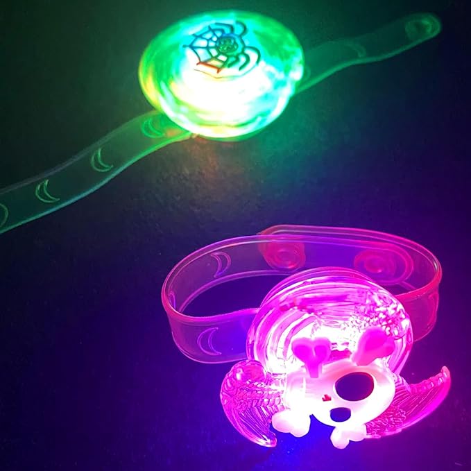 JoFAN 24 Pack Halloween LED Fidget Spinner Bracelets Light Up Toys for Kids Boys Girls Halloween Party Favors Halloween Treat Bags Gifts