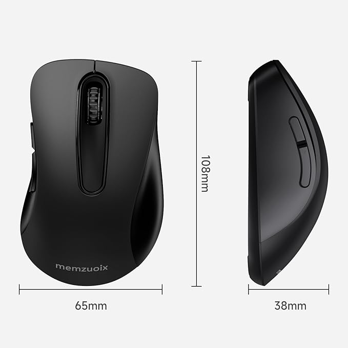 memzuoix 2.4G Wireless Mouse, 1400 DPI Computer Mice with USB Receiver, Portable Wireless USB Battery Powered Cordless Mouse for Laptop, PC, Desktop, 5 Buttons (Matte Black)