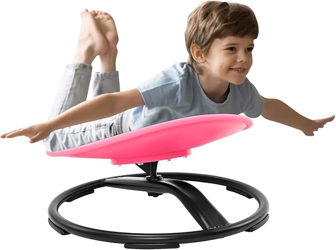 Zhenx Spinning Chair for Kids, Autism Kids Swivel Chair, Kids Sensory Chair, Spinning Chair for Autistic Kids & ADHD Children, Sit and Spin Training Body Coordination (Pink)