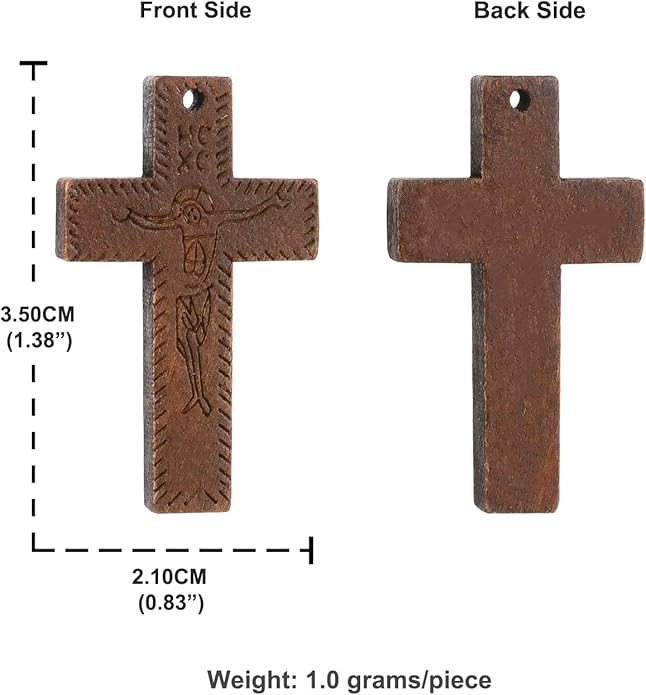 COTTVOTT Wooden Christian Jesus Cross/Orthodox Crucifix Charms Pendants for Rosary Necklace, DIY Jewelry Making Accessories Parts