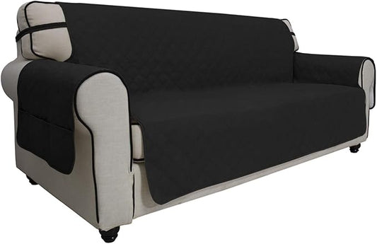Easy-Going Sofa Slipcover Waterproof Couch Cover for 3 Cushion Couch Sofa Cover Furniture Protector Cover Pets Covers Washable Non-Slip Fabric Pets Kids Children Dog Cat (Sofa, Black)
