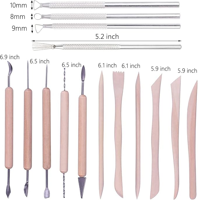 Polymer Clay Tools,25Pcs Pottery Sculpting Tools Set with Plastic Case for Ceramic Modeling Carving Kids Beginners