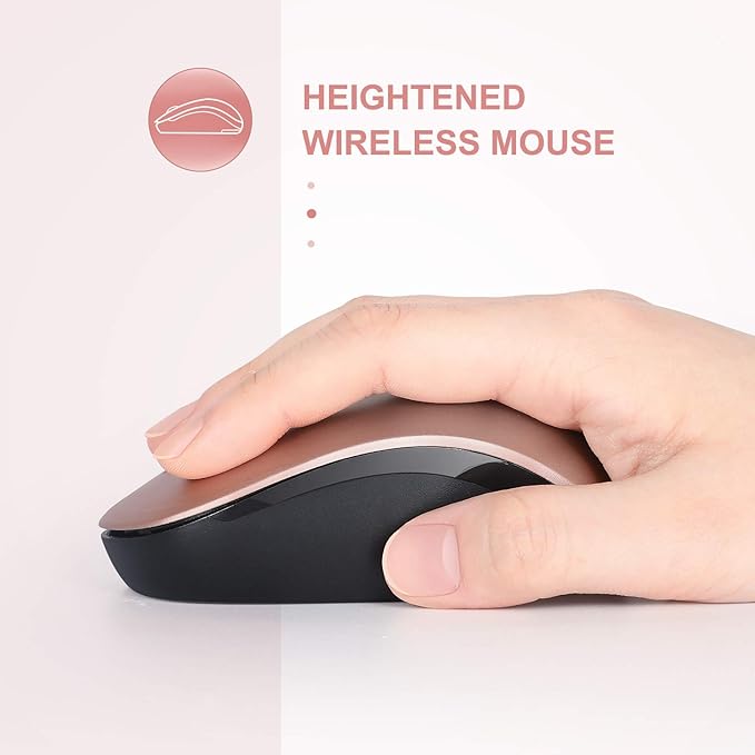 seenda Wireless Mouse, 2.4G Noiseless Mouse with USB Receiver Portable Computer Mice for PC, Tablet, Laptop, Notebook - Rose Gold&Black