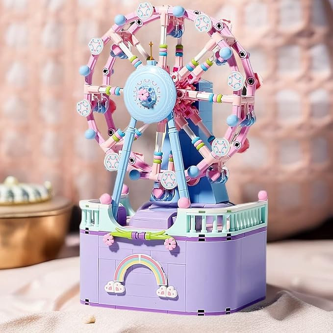 RIXINC Rotating Ferris Wheel Model Building Sets with Music Box, Girls Toys 6 7 8 9 10 11 12 13 14 Years Old and up, Toys for Girls Christmas and Birthday Gifts for Adults and Kids (710pcs)