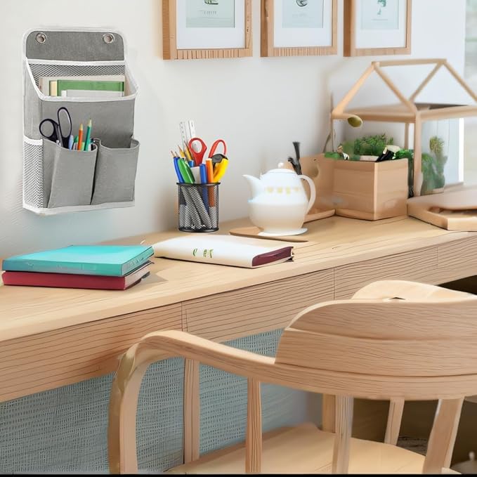 Hanging Basket for Organizing, Wall Organizer with Pockets and Over The Door Organizer，Can for Home, Closet, Office and Camper (1 Grey)