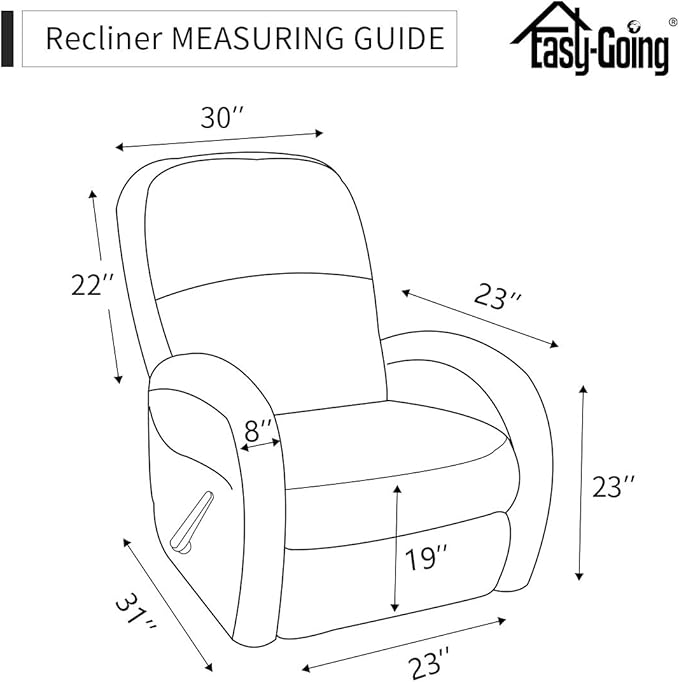 Easy-Going Sofa Slipcover Waterproof Recliner Chair Cover Non-Slip Fabric Couch Cover for Living Room Washable Furniture Protector for Pets Kids Children Dog Cat (Recliner, Gray), 23"