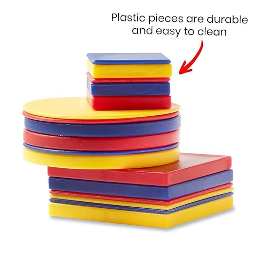 hand2mind Plastic Attribute Blocks Classroom Kit, Geometric Shapes for Kids, Sorting Shapes for Classroom, Montessori Math Manipulatives Kindergarten, Teacher Supplies for Math Classroom (Set of 6)