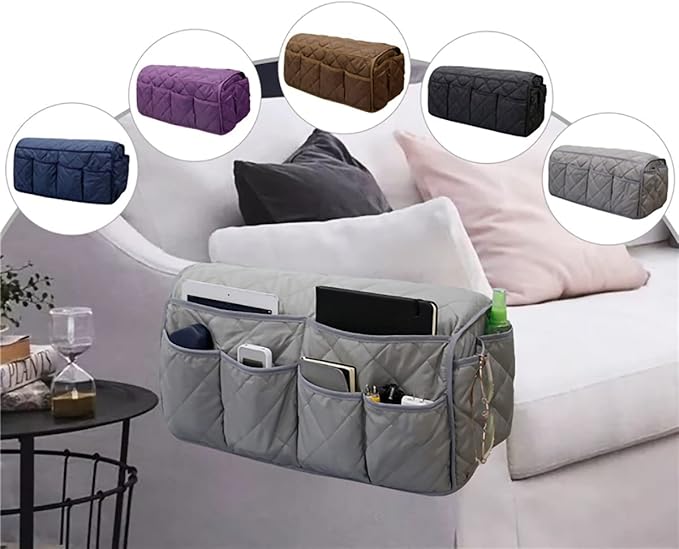 Black Sofa Armrest Organizer with 14 Pockets for Recliners Armrest Covers for Remote Control Holder for Couch Organizer Armchair Cover with Pockets for Phone Ipad Keys Magazine Storage