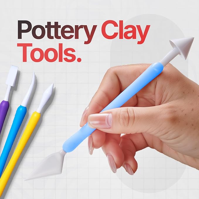Clay Tools Kit, 19-Piece Plastic Clay Tool Set for Carving, Shaping and Modeling, Lightweight Air Dry Clay Tools for Kids & Adults, Clay Sculpting Tools for Crafting & Styling