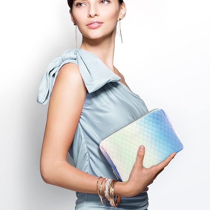 Aosbos Travel Size Cosmetic Bag Cute Makeup Bag Makeup Pouch for Women Travel Essentials Cosmetic Pouch Organizer Purse, Gradient White Blue