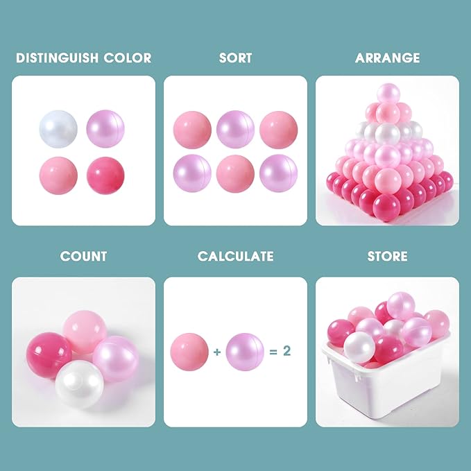 Ball Pit Balls Plastic Balls for Ball Pit Phathalate Free BPA Free Plastic Balls 100pcs 2.2" Set for Toddlers for Play Tent Tunnel