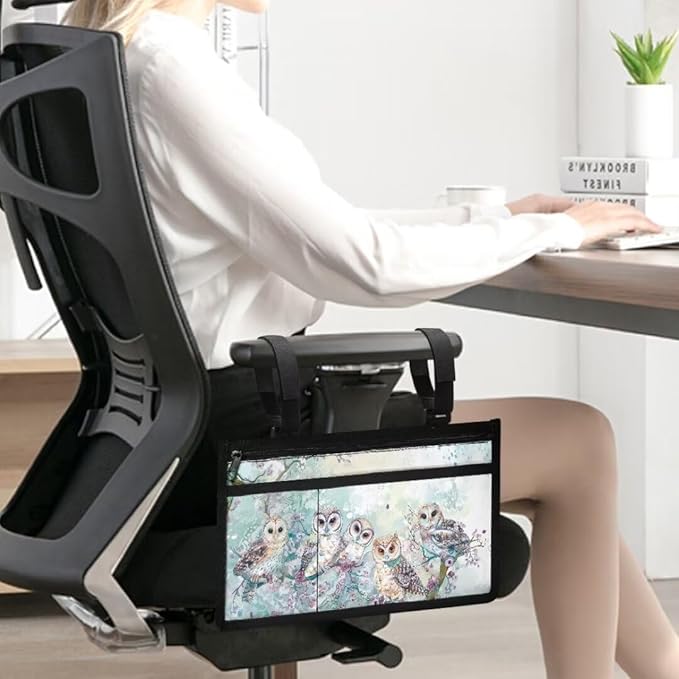 ZOUTAIRONG Cute Owl Wheelchair Side Bag Walker Accessories Bag with Cup Holder Walker Carrier Bag Case for Folding Walker Wheelchair Bags to Hang on Side Wheelchair Accessories Pouch for Walkers