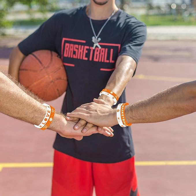40 Pieces Basketball Party Favors, Basketball Silicone Wristbands Basketball Toy Bracelets for Basketball Game Day Teens Birthday Basketball Theme Party Basketball Team Awards Presents